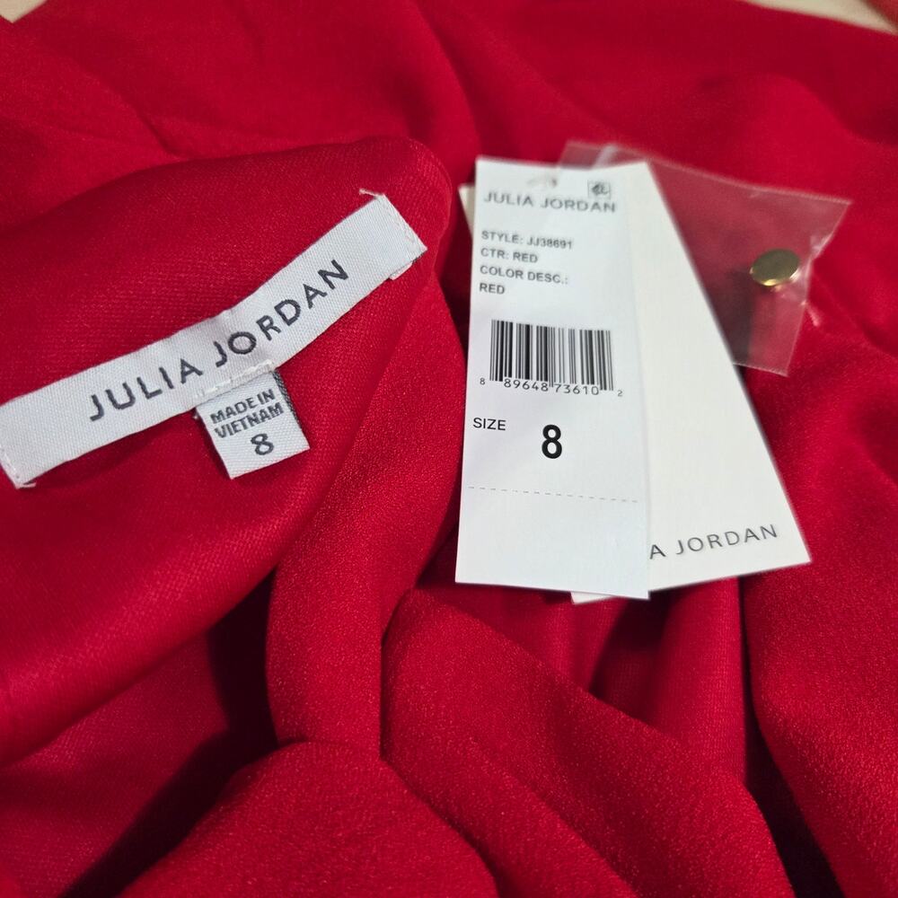 julia jordan Knot-Neck Tulip-Hem Midi Dress Red NWT Size 8 - Picture 9 of 10